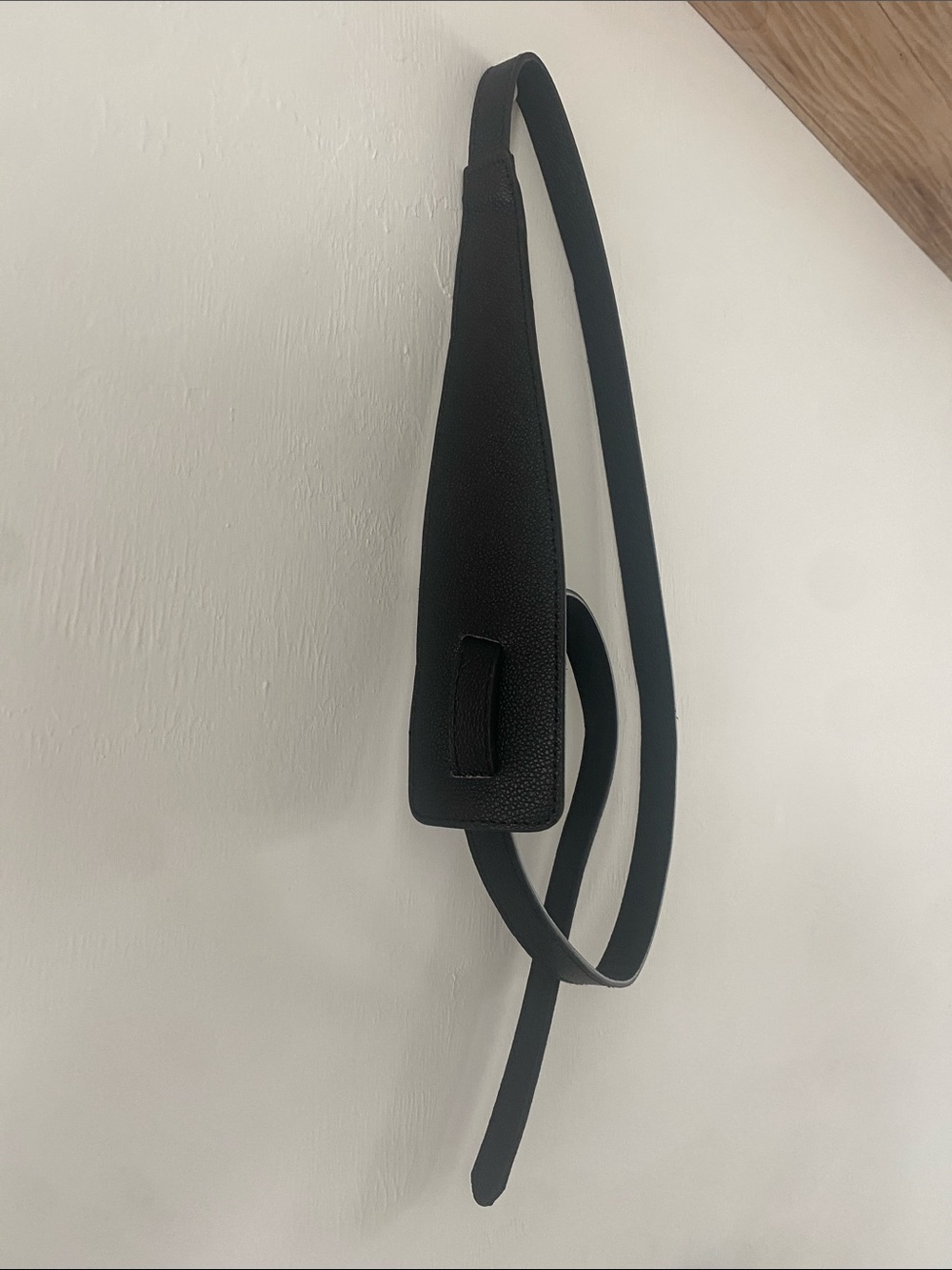 Minimalist Black Leather Waist Belt with Padded Panel